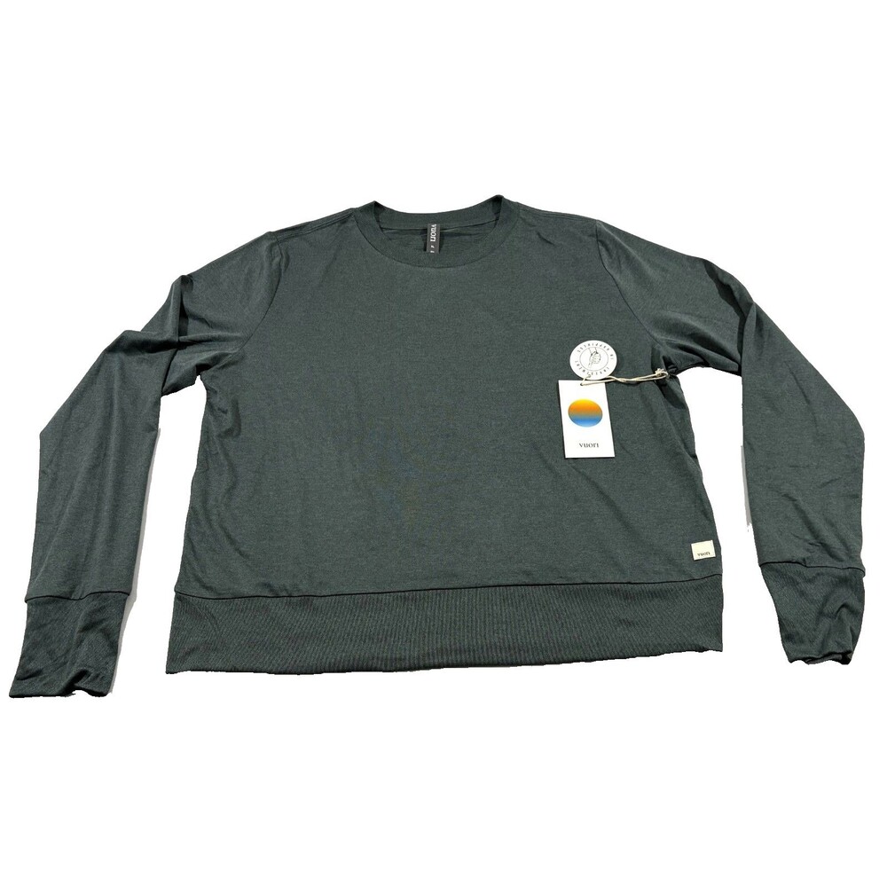 Vuori Womens Daydream Crew Pullover Long Sleeve Top Cape Heather Green Sz XL New